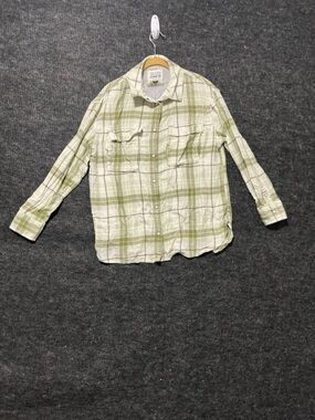 American Eagle Outfitters Light Green Plaid Button-Down Shirt